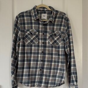 Katin Men's Navy and Tan Plaid Casual Shirt